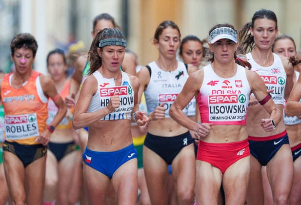 European Athletics Championships took place in Birmingham, Britain, on August 16, 2026. Tereza Hrochova from the Czech Republic (front left) and Aleksandra Lisowska from Poland (front right) after the start of the marathon. (CTKxPhoto JaroslavxSvoboda) CTKPhotoP2026081602131  CTKPhotoP2026081602131