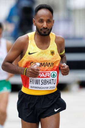BIRMINGHAM, GREAT BRITAIN - AUGUST 16, 2026: SIBHATU Samuel FITWI (GER Germany) competing in the marathon during the European Athletics Championships on August 16, 2026 in Birmingham, Great Britain. Great Britain Copyright: xAxelxKohringx