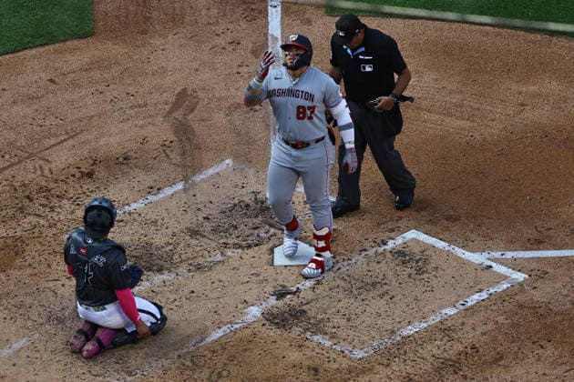 MLB, Baseball Herren, USA Nationals Vs. New York Mets Washington Nationals Andres Chaparro 87 rounds the bases after hitting a home run during the fourth inning of the baseball game against the New York Mets at Citi Field in Flushing, New York, on August 15, 2026. Flushing N.Y. United States  Copyright: xGordonxDonovanx originalFilename:donovan-mlbnatio260815_npWHi.jpg