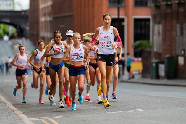 BIRMINGHAM, UNITED KINGDOM - AUGUST 16: Fabienne Schlumpf of Switzerland competes in the Women s Marathon during the European Athletics Championships in Birmingham on August 16, 2026 in Birmingham, United Kingdom. England United Kingdom Copyright: xBEAUTIFULxSPORTS TobiasxLacknerx