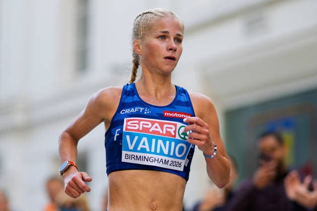 BIRMINGHAM, UNITED KINGDOM - AUGUST 16: Alisa Vainio of Finland competes in the Women s Marathon during the European Athletics Championships in Birmingham on August 16, 2026 in Birmingham, United Kingdom. England United Kingdom Copyright: xBEAUTIFULxSPORTS TobiasxLacknerx
