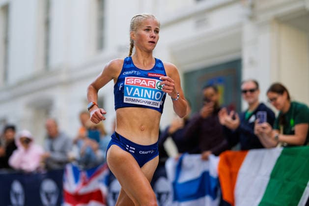 BIRMINGHAM, UNITED KINGDOM - AUGUST 16: Alisa Vainio of Finland competes in the Women s Marathon during the European Athletics Championships in Birmingham on August 16, 2026 in Birmingham, United Kingdom. England United Kingdom Copyright: xBEAUTIFULxSPORTS TobiasxLacknerx