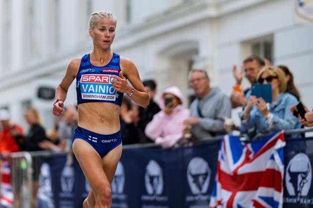 BIRMINGHAM, UNITED KINGDOM - AUGUST 16: Alisa Vainio of Finland competes in the Women s Marathon during the European Athletics Championships in Birmingham on August 16, 2026 in Birmingham, United Kingdom. England United Kingdom Copyright: xBEAUTIFULxSPORTS TobiasxLacknerx