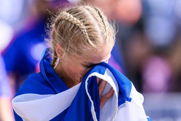 260816 Alisa Vainio of Finland celebrates after women™s marathon during day 7 of the 2026 European Athletics Championships on August 16, 2026 in Birmingham. Photo: Mathias Bergeld BILDBYRAN kod MB MT1072 friidrott athletics friidrett friidrotts-em em friidretts-em 2026 european athletics championships 7 bbeng maraton marathon jubel *** August 16, 2026: Alisa Vainio of Finland celebrates after the women’s marathon on Day 7 of the 2026 European Athletics Championships in Birmingham. 2026 in Birmingham. Photo by Mathias Bergeld, BILDBYRAN, code MB MT1072. track and field, athletics, friidrett, friidrotts EM, 2026 European Athletics Championships, Day 7, marathon, celebration  Copyright: MATHIASxBERGELD BB260816MB051