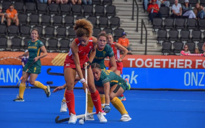 Darcy Bourne (2 England Hockey Team) during the FIH World Cup game between England and South Africa at Wagener stadion, Amstelveen, Netherlands.  Copyright: xArnexvanxderxBenx xSPPx Sportspressphoto_SPR208383