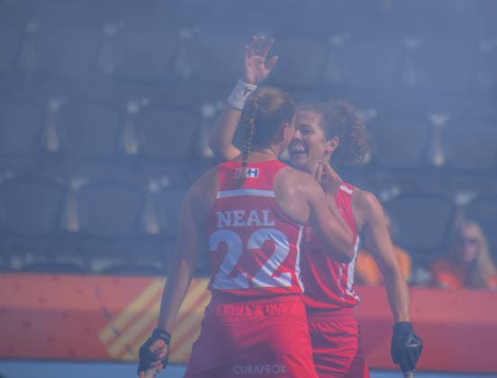 England celebrate 3-0 during the FIH World Cup game between England and South Africa at Wagener stadion, Amstelveen, Netherlands.  Copyright: xArnexvanxderxBenx xSPPx Sportspressphoto_SPR208389