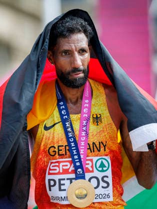 BIRMINGHAM, GREAT BRITAIN - AUGUST 16, 2026: Amanal PETROS (GER Germany) wins the marathon during the European Athletics Championships on August 16, 2026 in Birmingham, Great Britain. Great Britain Copyright: xAxelxKohringx