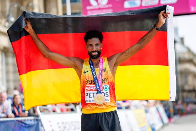 BIRMINGHAM, GREAT BRITAIN - AUGUST 16, 2026: Amanal PETROS (GER Germany) wins the marathon during the European Athletics Championships on August 16, 2026 in Birmingham, Great Britain. Great Britain Copyright: xAxelxKohringx