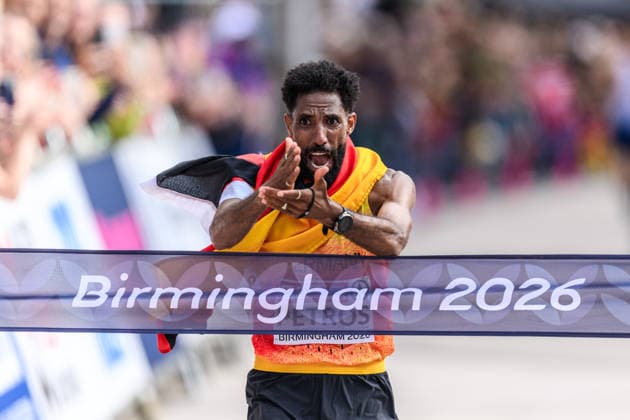 260816 Amanal Petros of Germany celebrates after men s marathon day 7 of the 2026 European Athletics Championships on August 16, 2026 in Birmingham. Photo: Mathias Bergeld BILDBYRAN kod MB MT1072 friidrott athletics friidrett friidrotts-em em friidretts-em 2026 european athletics championships 7 bbeng jubel maraton marathon *** August 16, 2026: Amanal Petros of Germany celebrates after the men’s marathon on Day 7 of the 2026 European Athletics Championships on August 16, 2026 in Birmingham. Photo by Mathias Bergeld, BILDBYRAN, code MB MT1072. track and field, athletics, friidrett, friidrotts EM, 2026 European Athletics Championships, Day 7, celebration, marathon  Copyright: MATHIASxBERGELD BB260816MB063