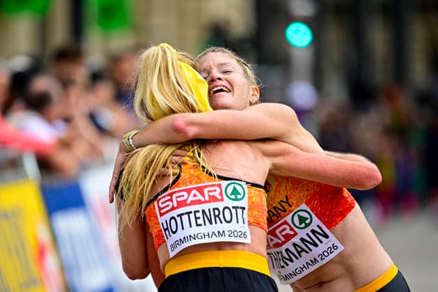 Laura HOTTENROTT (Germany, Duesseldorf Athletics, MARATHON Women), Tabea THEMANN (Germany, Hamburg Running, MARATHON TEAM Women) GBR, European Athletics Championships, Athletics, 16.08.2026, GBR, European Athletics Championships, Athletics, 16.08.2026, Birmingham *** Laura HOTTENROTT, Germany, Düsseldorf Athletics, Women s Marathon; Tabea THEMANN, Germany, Hamburg Running, Women s Marathon Team; GBR, European Athletics Championships, Athletics, August 16, 2026, GBR, European Athletics Championships, Athletics, August 16, 2026, Birmingham Copyright: xEibnerxPressefoto JanxPapenfussx EP_JPS