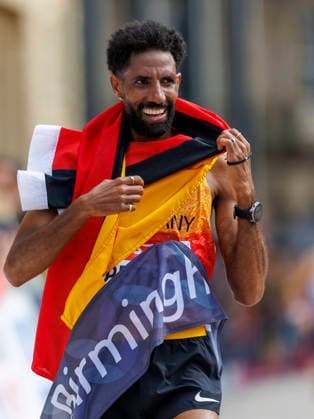 BIRMINGHAM, GREAT BRITAIN - AUGUST 16, 2026: Amanal PETROS (GER Germany) wins the marathon during the European Athletics Championships on August 16, 2026 in Birmingham, Great Britain. Great Britain Copyright: xAxelxKohringx