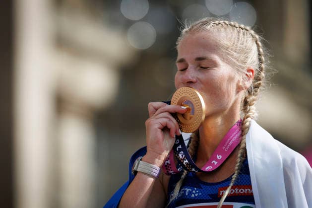 BIRMINGHAM, GREAT BRITAIN - AUGUST 16, 2026: Alisa VAINIO (FIN Finland) wins in the marathon during the European Athletics Championships on August 16, 2026 in Birmingham, Great Britain. Great Britain Copyright: xAxelxKohringx