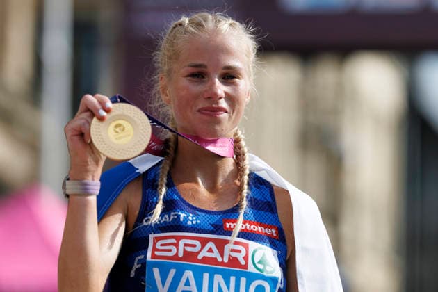 BIRMINGHAM, GREAT BRITAIN - AUGUST 16, 2026: Alisa VAINIO (FIN Finland) wins in the marathon during the European Athletics Championships on August 16, 2026 in Birmingham, Great Britain. Great Britain Copyright: xAxelxKohringx