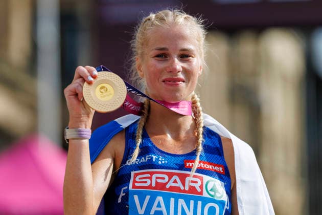 BIRMINGHAM, GREAT BRITAIN - AUGUST 16, 2026: Alisa VAINIO (FIN Finland) wins in the marathon during the European Athletics Championships on August 16, 2026 in Birmingham, Great Britain. Great Britain Copyright: xAxelxKohringx
