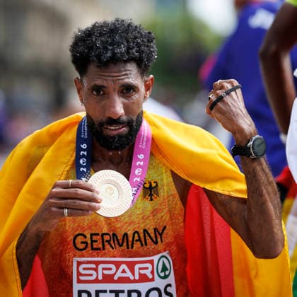 BIRMINGHAM, GREAT BRITAIN - AUGUST 16, 2026: Amanal PETROS (GER Germany) wins in the marathon during the European Athletics Championships on August 16, 2026 in Birmingham, Great Britain. Great Britain Copyright: xAxelxKohringx