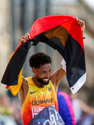 BIRMINGHAM, GREAT BRITAIN - AUGUST 16, 2026: Amanal PETROS (GER Germany) wins in the marathon during the European Athletics Championships on August 16, 2026 in Birmingham, Great Britain. Great Britain Copyright: xAxelxKohringx