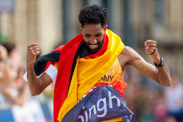 BIRMINGHAM, GREAT BRITAIN - AUGUST 16, 2026: Amanal PETROS (GER Germany) wins in the marathon during the European Athletics Championships on August 16, 2026 in Birmingham, Great Britain. Great Britain Copyright: xAxelxKohringx