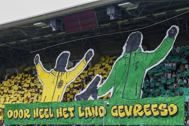 THE HAGUE - Banner of ADO Den Haag supporters. Feared throughout the country during the Dutch Eredivisie match between ADO Den Haag and FC Groningen at the WerkTalent Stadion on August 16, 2026, in Amsterdam, the Netherlands. MAURICE VAN STEEN ANP Eredivisie 2026-2027 xVIxANPxSportx xxANPxIVx 565601017 originalFilename: 565601017.jpg