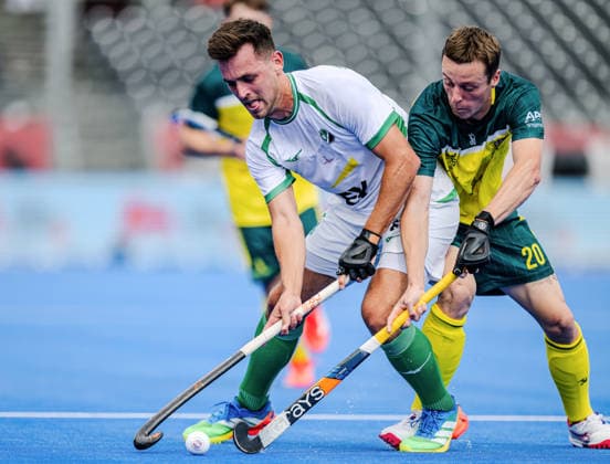 2026 Men s FIH Hockey World Cup, Belfius Hockey Arena, Wavre, Belgium 16 8 2026 Australia vs Ireland Ireland™s Matthew Nelson battles for possession with Ky Willott of Australia Matthew Nelson battles for possession with Ky Willott 16 8 2026  Copyright: xx WP7_5050 20260816