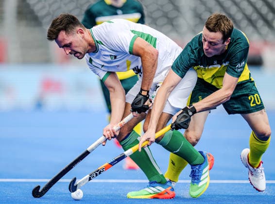2026 Men s FIH Hockey World Cup, Belfius Hockey Arena, Wavre, Belgium 16 8 2026 Australia vs Ireland Ireland™s Matthew Nelson battles for possession with Ky Willott of Australia Matthew Nelson battles for possession with Ky Willott 16 8 2026  Copyright: xx WP7_5053 20260816