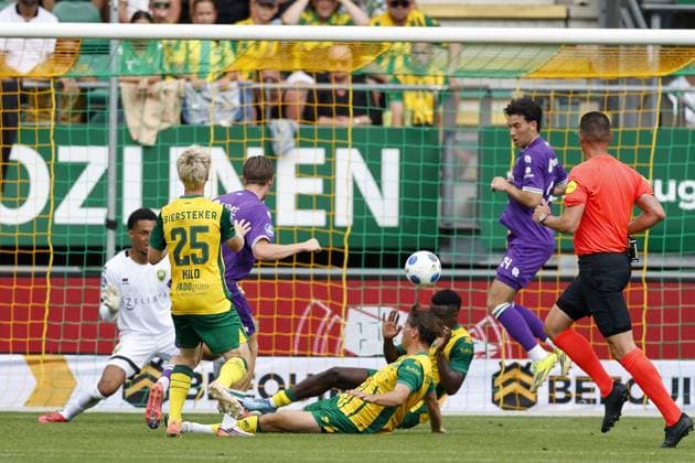 THE HAGUE - David van der Werff of FC Groningen scores the 0-3 during the Dutch Eredivisie match between ADO Den Haag and FC Groningen at the WerkTalent Stadion on August 16, 2026, in Amsterdam, the Netherlands. MAURICE VAN STEEN ANP Eredivisie 2026-2027 xVIxANPxSportx xxANPxIVx 565603701 originalFilename: 565603701.jpg