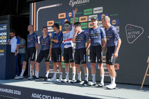 Deutschland: Hamburg - Buxtehude: ADAC Cyclassics 2026 (1.UWT), UCI Worldtour, Männer Elite, Eintages Radrennen: Teampraesentation in Buxtehude: Pinarello Q36,5 Pro Cycling Team (PRT) *** Germany, Hamburg, Buxtehude, ADAC Cyclassics 2026, 1 UWT, UCI World Tour, Men s Elite, One-Day Cycling Race, Team Presentation in Buxtehude, Pinarello Q36.5 Pro Cycling Team (PRT) Copyright: xStefanxTrochax