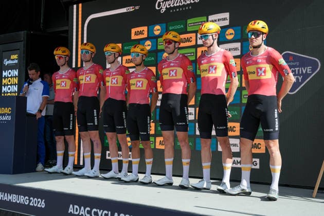 Deutschland: Hamburg - Buxtehude: ADAC Cyclassics 2026 (1.UWT), UCI Worldtour, Männer Elite, Eintages Radrennen: Teampraesentation in Buxtehude: Uno-X Mobility (WT) *** Germany, Hamburg, Buxtehude, ADAC Cyclassics 2026, 1 UWT, UCI World Tour, Men s Elite, One-Day Cycling Race, Team Presentation in Buxtehude, Uno X Mobility WT Copyright: xStefanxTrochax
