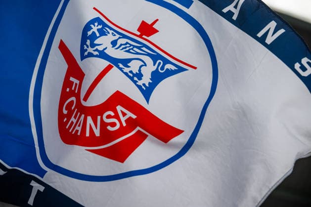 Rostock, Deutschland 16. August 2026: 3. Liga - 2026 2027 - Sp. 2 - FC Hansa Rostock gegen SV Waldhof Mannheim Im Bild: Hansa Fahne *** Rostock, Germany, August 16, 2026; 3. Liga 2026–2027, Matchday 2: FC Hansa Rostock vs. SV Waldhof Mannheim; Pictured: Hansa flag Copyright: xFotostandx xVoelkerx