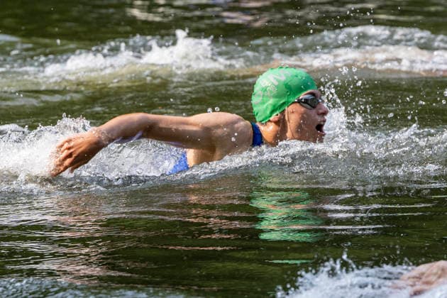 Deutsche Meisterschaften im Swim & Run 2026 Deutschland, Halle Saale 16.August 2026 Im Bild:Ein Teilnehmer beim Swim and Run Feature, Symbol, Symbolfoto, charakteristisch, Detail, Halle Saale Peissnitz Ziegelwiese Sachsen Anhalt Deutschland *** 2026 German Swim Run Championships, Halle an der Saale, August 16, 2026. Pictured: A participant in the Swim and Run event; symbol, stock photo, characteristic, detail, Halle an der Saale, Peissnitz, Ziegelwiese, Saxony-Anhalt, Germany