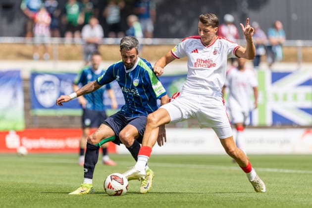 Regionalliga West: 1. FC Köln U21, U 21 - FC Gütersloh, 16.08.2026 Malek El Mala (1. FC Köln U21, 7), Kevin Hingerl (FC Gütersloh, 23). Regionalliga West, 1. FC Köln U21 - FC Gütersloh, 3. Spieltag, am 16.08.2026, Franz-Kremer-Stadion, Köln *** Regionalliga West: 1. FC Köln U21 vs. FC Gütersloh, August 16, 2026; Malek El Mala (1. FC Köln U21), 7, Kevin Hingerl, FC Gütersloh, 23 Regionalliga West, 1 FC Cologne U21 vs. FC Gütersloh, Matchday 3, on August 16, 2026, Franz Kremer Stadium, Cologne Copyright: xBEAUTIFULxSPORTS Meuselx
