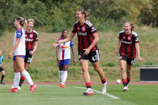 16.08.2026, xgrfx, Fussball Testspiel Frauen , OL Lyonnes - Eintracht Frankfurt v.l. Tor, Larissa Mühlhaus zum 0:1 (Eintracht Frankfurt) (DFL DFB REGULATIONS PROHIBIT ANY USE OF PHOTOGRAPHS as IMAGE SEQUENCES and or QUASI-VIDEO) Herzogenaurach *** August 16, 2026, xgrfx, Women s Soccer Friendly, OL Lyonnes vs. Eintracht Frankfurt, Goal, Larissa Mühlhaus on 0–1 Eintracht Frankfurt DFL DFB REGULATIONS PROHIBIT ANY USE OF PHOTOGRAPHS AS IMAGE SEQUENCES AND OR QUASI-VIDEO Herzogenaurach