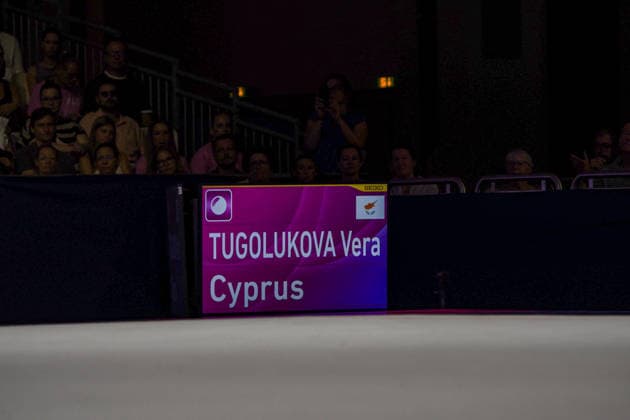 August 16, 2026, Frankfurt, Hesse, Germany: Cypriot gymnast VERA TUGOLUKOVA competes in the 42nd Rhythmic gymnastics, Rhythmische Sportgymnastik, RSG World Championships group individual ball finals in the Festhalle in Frankfurt, Hesse, Germany on Sunday, August 16, 2026. 2026 Rhythmic Gymnastics World Championships Individual Finals  - ZUMAd168 20260816_zsp_d168_031 Copyright: xKaixDambachx
