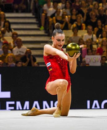 August 16, 2026, Frankfurt, Hesse, Germany: German gymnast DARJA VARFOLOMEEV competes in the 42nd Rhythmic gymnastics, Rhythmische Sportgymnastik, RSG World Championships group individual ball finals in the Festhalle in Frankfurt, Hesse, Germany on Sunday, August 16, 2026. 2026 Rhythmic Gymnastics World Championships Individual Finals  - ZUMAd168 20260816_zsp_d168_034 Copyright: xKaixDambachx