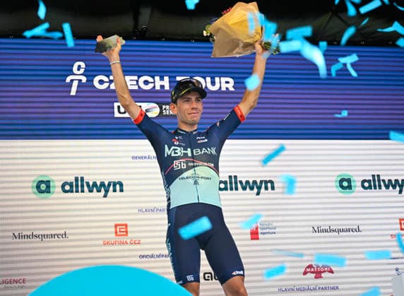 Czech Tour cycling race, Stage 4, in Prostredni Becva, Czech Republic, on August 16, 2026. Stage winner Alessandro Fancellu from the MBH Bank CSB ‹‹Telecom Fort team. (CTKxPhoto DaliborxGluck) CTKPhotoP2026081603426  CTKPhotoP2026081603426