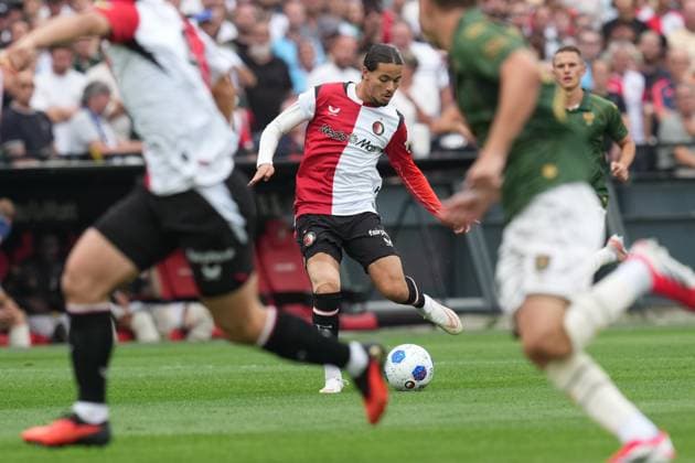 ROTTERDAM , 16-08-2026 , Stadium De Kuip , season 2026 2027 , Dutch Eredivisie football . match between Feyenoord and Go Ahead Eagles, Picture shows Feyenoord player Anis Hadj Moussa Feyenoord - Go Ahead Eagles  x205775549x Copyright: