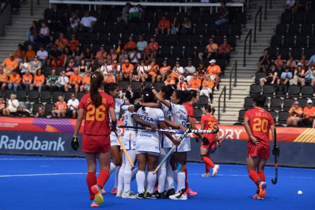 Navneet Kaur (25 India Hockey Team) opening score with 0-1 during the FIH World Cup game between China and India at Wagener stadion, Amstelveen, Netherlands.  Copyright: xArnexvanxderxBenx xSPPx Sportspressphoto_SPR208528