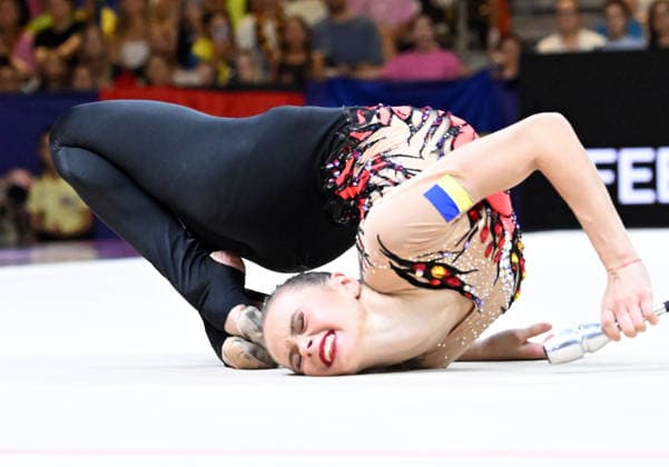 16.08.2026, xhbx, Rhythmische Sportgymnastik Weltmeisterschaft 2026, v.l. Taisilia Onofriichuk (Ukraine) Keulen Frankfurt am Main *** August 16, 2026, xhbx, 2026 Rhythmic Gymnastics World Championships, from left: Taisilia Onofriichuk, Ukraine, Cologne, Frankfurt am Main