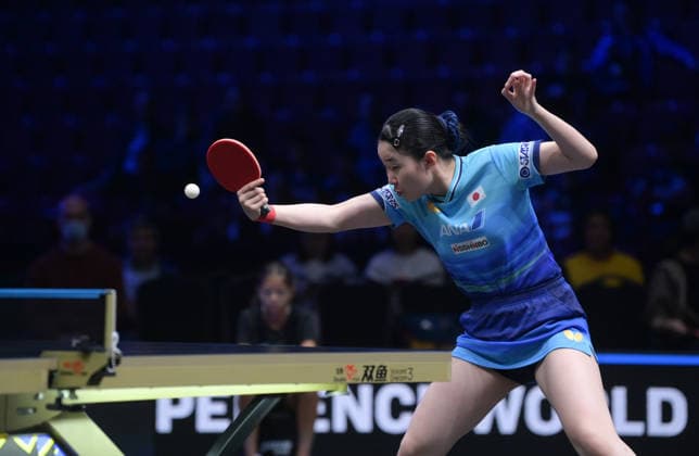 (260816) -- MALMO, Aug. 16, 2026 -- Harimoto Miwa of Japan hits a return to Wang Yidi of China during the women s singles semifinal match at the WTT Europe Smash Sweden 2026 in Malmo, Sweden, Aug. 16, 2026. ) (SP)SWEDEN-MALMO Table tennis, Tischtennis WTT EUROPE SMASH 2026-WOMEN SINGLES WengxXinyang 