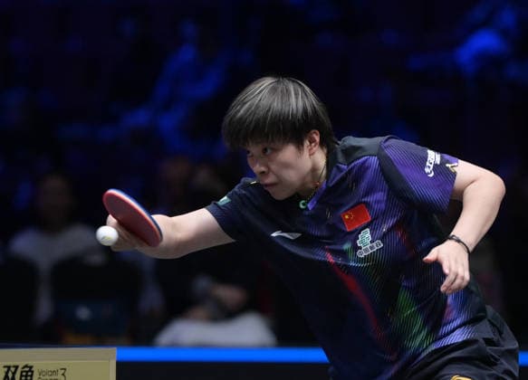 (260816) -- MALMO, Aug. 16, 2026 -- Wang Yidi of China hits a return to Harimoto Miwa of Japan during the women s singles semifinal match at the WTT Europe Smash Sweden 2026 in Malmo, Sweden, Aug. 16, 2026. ) (SP)SWEDEN-MALMO Table tennis, Tischtennis WTT EUROPE SMASH 2026-WOMEN SINGLES WengxXinyang 