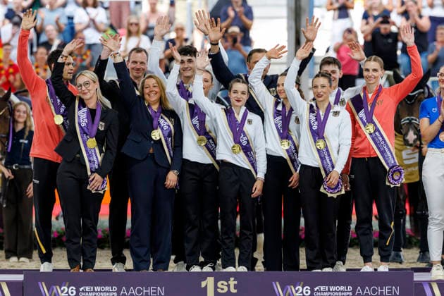 AACHEN - FEI World Championships 2026, AACHEN - FEI World Championships 2026 Team Germany Medal ceremony Medaillenvergabe FEI Vaulting World Championship, WM, Weltmeisterschaft Nations Cup Nationenpreis Mannschaftsentscheidung Teams Aachen, Reitstadion Soers 16. August 2026 - *** AACHEN FEI World Championships 2026, AACHEN FEI World Championships 2026 Team Germany Medal Ceremony FEI Vaulting World Championship Nations Cup Team Competition Teams Aachen, Soers Equestrian Stadium, August 16, 2026