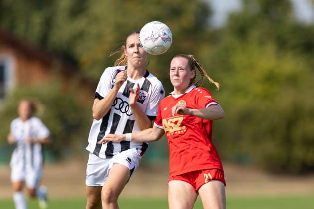 DFB-Pokal Playoffs Frauen: 1. FFV Erfurt vs. FC Ingolstadt 04; Erfurt; 16.08.2026 Mila Steinhart ( 10; FC Ingolstadt 04) gegen Pia Huck ( 21; 1. FFV Erfurt) DFB-Pokal Playoffs Frauen: 1. FFV Erfurt vs. FC Ingolstadt 04; Sportforum Johannesplatz Erfurt; 16.08.2026 DFB REGULATIONS PROHIBIT ANY USE OF PHOTOGRAPHS AS IMAGE SEQUENCES AND OR QUASI-VIDEO. *** DFB Cup Playoffs Women s 1 FFV Erfurt vs. FC Ingolstadt 04 Erfurt August 16, 2026 Mila Steinhart 10 FC Ingolstadt 04 vs. Pia Huck 21 1 FFV Erfurt DFB Cup Playoffs Women s 1 FFV Erfurt vs. FC Ingolstadt 04, Sportforum Johannesplatz, Erfurt, August 16, 2026. DFB regulations prohibit any use of photographs as image sequences and or quasi-video. Copyright: xBEAUTIFULxSPORTS Duehringx
