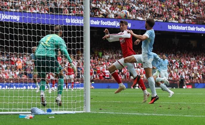 Kai Havertz of Arsenal scores a goal to make the score 2-0 Arsenal v Manchester City, FA Community Shield, Football, Principality Stadium, Cardiff, Wales, UK - 16 Aug 2026Cardiff Principality Stadium Wales United Kingdom EDITORIAL USE ONLY No use with unauthorised audio, video, data, fixture lists, club league logos or live services. Online in-match use limited to 120 images, no video emulation. No use in betting, games or single club league player publications.  Copyright: xKieranxMcManus Shutterstockx 17070166ad
