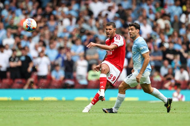 Community Shield 2026 16 August 2026, Cardiff - Community Shield 2026 Football - Arsenal v Manchester City - Bruno Guimaraes of Arsenal and Mateo Kovacic of Manchester City - Photo: Mark Leech Offside. Cardiff UK *** Community Shield 2026 16. August 2026, Cardiff Community Shield 2026 Fußball Arsenal gegen Manchester City Bruno Guimaraes von Arsenal und Mateo Kovacic von Manchester City Foto: Mark Leech Offside Cardiff, Großbritannien  Copyright: xMarkxLeechx xOffsidexOffside