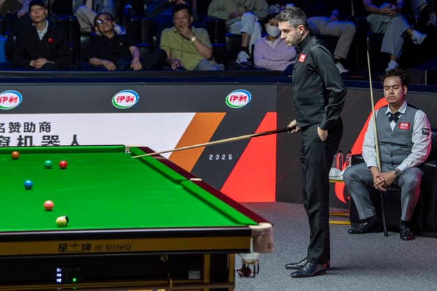 (260816) -- TAIYUAN, Aug. 16, 2026 -- Mark Selby (L) of England and Noppon Saengkham of Thailand compete during the final match at China Open 2026 snooker tournament in Taiyuan, north China s Shanxi Province, Aug. 16, 2026. ) (SP)CHINA-TAIYUAN-SNOOKER-CHINA OPEN-FINAL CaoxYang 