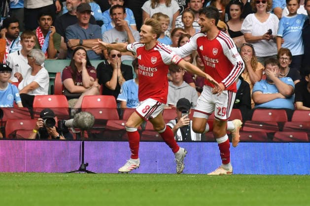 iFootball - 2026 FA Community Shield - Arsenal vs. Manchester City - Principality (Millennium) Stadium, Cardiff - Sunday 16th August 2026 Martin odegaard ARSENAL celebrates scoring his team s third goal Pic- COLORSPORT Winston Bynorth 