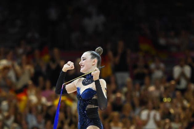 Darja Varfolomeev (Deutschland) Weltmeisterschaften Rhythmische Sportgymnastik - Geraetefinals, 16.08.2026 Weltmeisterschaften Rhythmische Sportgymnastik - Geraetefinals, 16.08.2026, Frankfurt *** Darja Varfolomeev, Germany, Rhythmic Gymnastics World Championships, Apparatus Finals, August 16, 2026, Rhythmic Gymnastics World Championships, Apparatus Finals, August 16, 2026, Frankfurt Copyright: xEibner-Pressefoto xHoepnerx EP_PHR