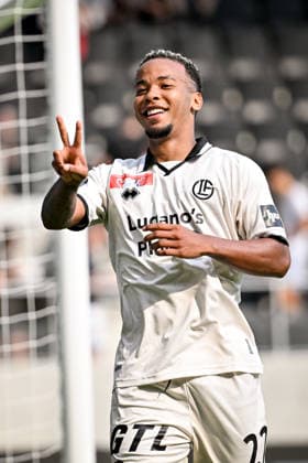 LUGANO, SWITZERLAND - AUGUST 16: Beckham Castro of Lugano celebrates his goal during the Swiss Cup match between Vedeggio Calcio and FC Lugano at AIL Arena on August 16, 2026 in Lugano, Switzerland. Lugano AIL Arena Ticino Switzerland *** LUGANO, SWITZERLAND, AUGUST 16 — Beckham Castro of Lugano celebrates his goal during the Swiss Cup match between Vedeggio Calcio and FC Lugano at the AIL Arena on August 16, 2026, in Lugano, Switzerland. Lugano, AIL Arena, Ticino, Switzerland Copyright: xJustPictures.ch AndreaxBrancax jp-en-EuSpIm-AB_16082026_4756