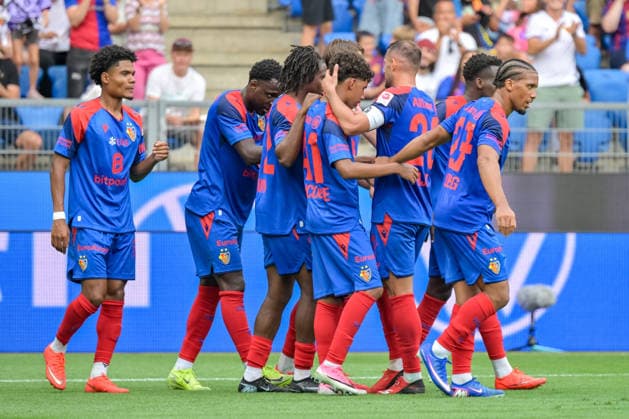 Jubel zum Tor zum 1:1 durch Jean Doucoure (FC Basel, 41) GER, FC Basel vs FC Barcelona, Barca Fussball, Testspiel, Saison 2026 2027, 16.08.2026 GER, FC Basel vs FC Barcelona, Fussball, Testspiel, Saison 2026 2027, 16.08.2026 Basel *** Celebration of Jean Doucoure s goal to tie the score at 1–1, FC Basel, 41 GER, FC Basel vs. FC Barcelona, soccer, friendly match, 2026–2027 season, August 16, 2026 GER, FC Basel vs. FC Barcelona, soccer, friendly match, 2026–2027 season, August 16, 2026 Basel Copyright: xEibner-Pressefotox EP_THS