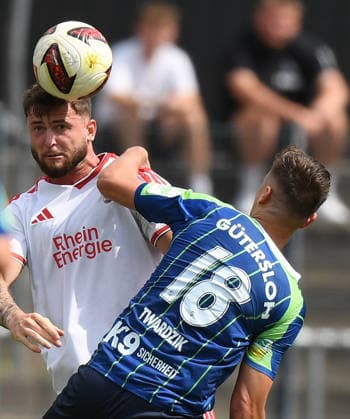 16.08.2026, xophax, Fussball Regionalliga West. 1.FC Koeln, Franz Kremer Stadion : 1.FC Köln II gegen FC Gütersloh. Luis Stapelmann , links ( 1.FC Köln ) und Patrik Twardzik ( Gütersloh ) , rechts Koeln *** August 16, 2026, xophax, Regional League West 1 Soccer: 1. FC Köln, Franz Kremer Stadium—1. FC Köln II vs. FC Gütersloh; Luis Stapelmann (1. FC Köln, left) and Patrik Twardzik (Gütersloh, right); Cologne