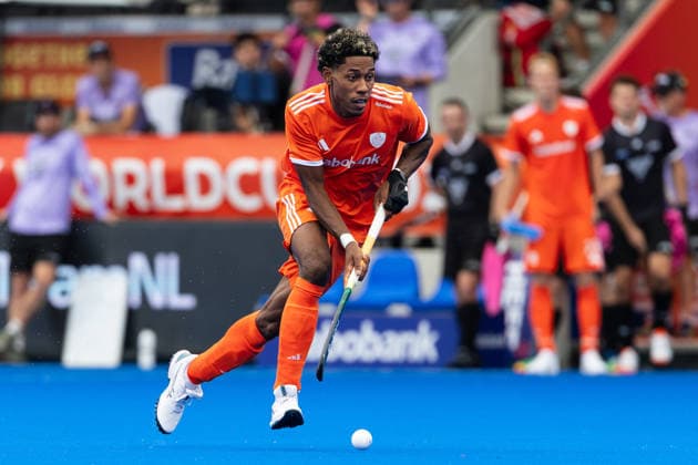 Netherlands v New Zealand - FIH Hockey World Cup AMSTELVEEN, NETHERLANDS - AUGUST 16: Terrance Pieters of Netherlands during the FIH Hockey World Cup match between Netherlands and New Zealand at Wagener Stadion on August 16, 2026 in Amstelveen, Netherlands. Amstelveen Wagener Stadion Netherlands Content not available for redistribution in The Netherlands directly or indirectly through any third parties. Copyright: xMarcelxvanxPlateringenx